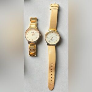 Kate Spade Watch Lot – 2 Non-Working – Parts Only – Gold Link & Leather Strap